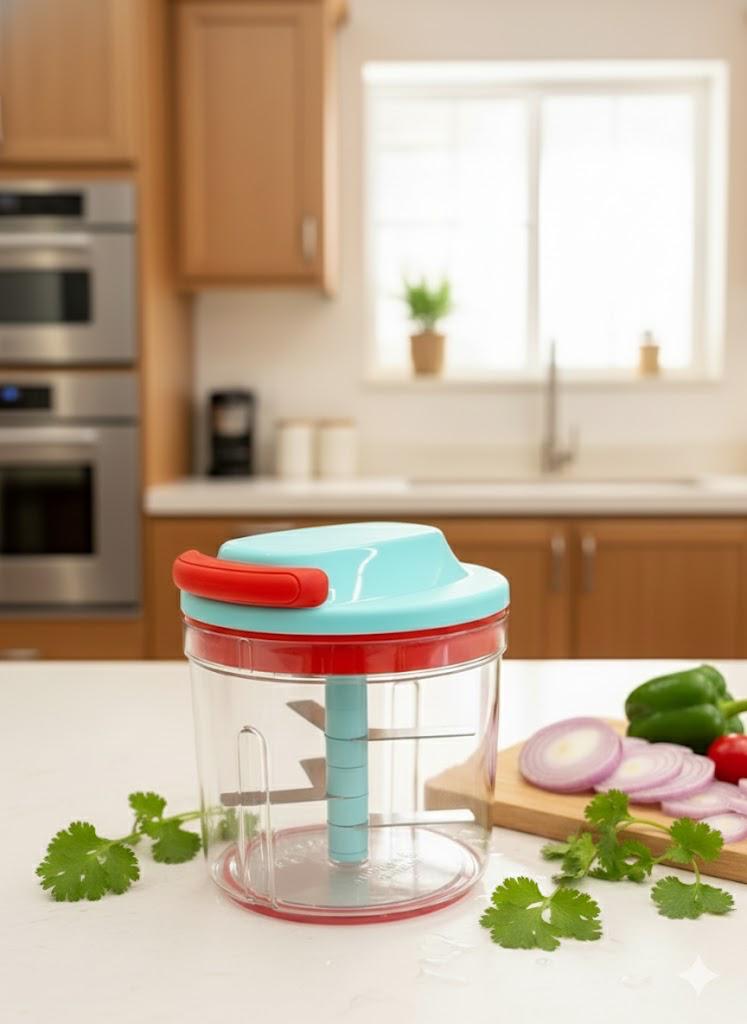 Red Hand Chopper for Kitchen | Easy Pull Vegetable Chopper