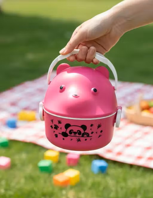 Cute Panda Lunch Box | Kids Pink Panda Lunch Box | Multipurpose