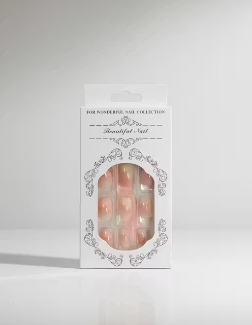 Elegant Nude Pink Press-On Artificial Nails | Glossy Natural Finish
