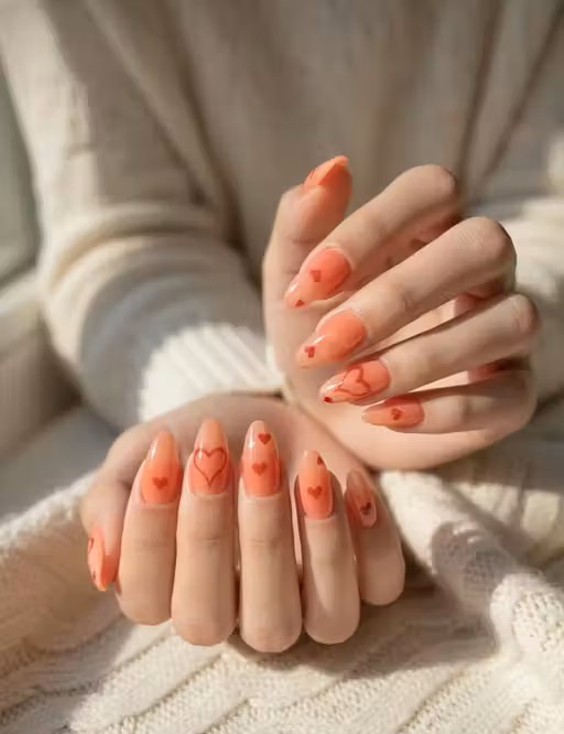Pink Heart Designed Press on Nails | Premium Quality Nails Collection | 24pcs Reusable Nails
