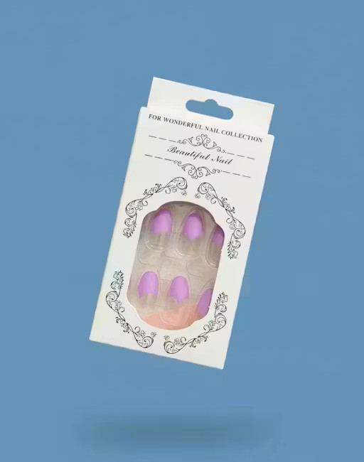 Press On Nails | Wonderful Nail Collection Transparent with Half Purple | 24pcs Reusable Nails