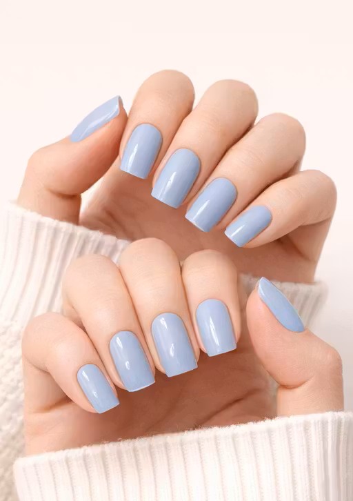 Cloud Blue Classic Press-On Nails | Soft Pastel Blue | 24 Reusable Nails
