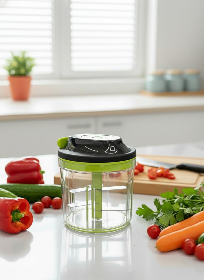 Manual Veggie Chopper with Sharp Stainless Steel Blades | Quick Cutter for Vegetables