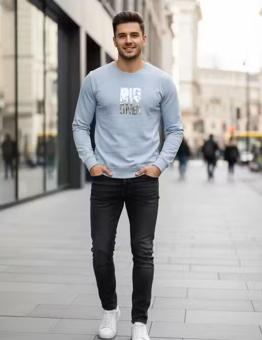 Men Graphic Solid Sweatshirt | Printed Round Neck Sweatshirt