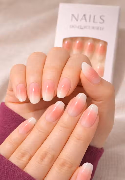 Soft Baby Pink Ombre Press On Nails (24 Pcs)