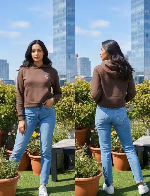 Premium Solid Brown Women's Hoodie | Soft Fleece Hooded Sweatshirt with Front Pocket